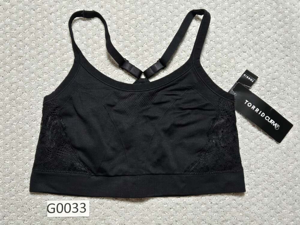 Torrid Curve Seamless Bralette Black Lace Trim Size 0